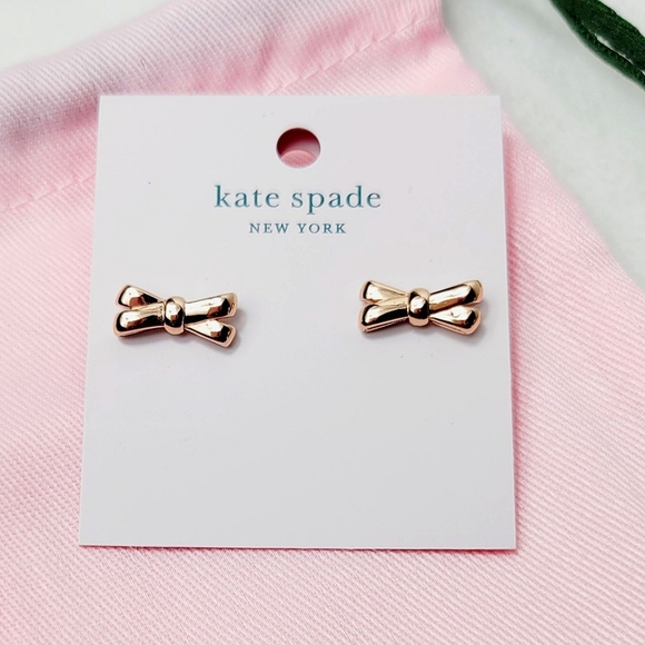 kate spade Jewelry - Kate Spade Double Bow Rose Gold Studs Earrings W KS Jewelry Bag